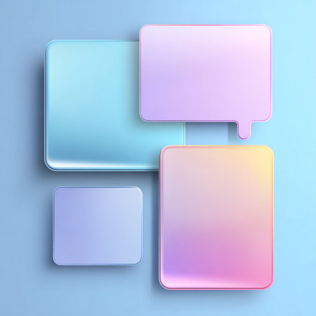 Blank square speech bubbles on blue background. 3d illustration.の素材