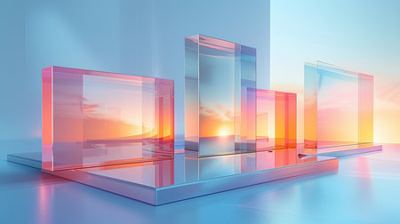 Abstract background with glass cubes. 3d rendering, 3d illustration.の素材