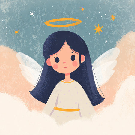 Angel girl. Cute little angel girl with wings. Vector illustration.の素材