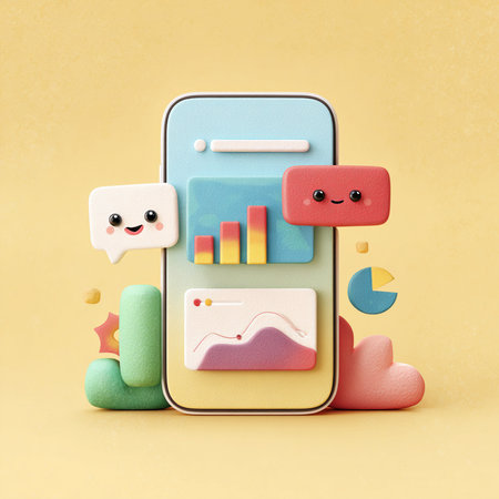 Smartphone with social media icons. 3d illustration. Social media concept.の素材