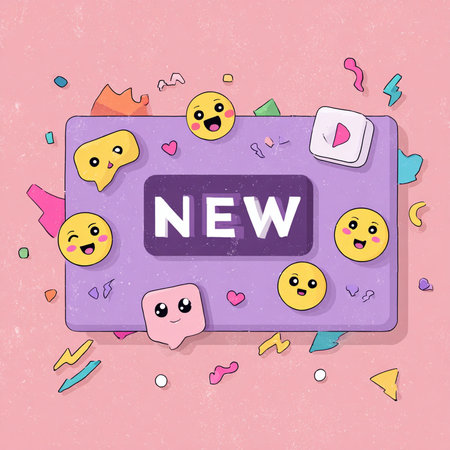 New icon on pink background. Vector illustration. Eps 10 files.の素材