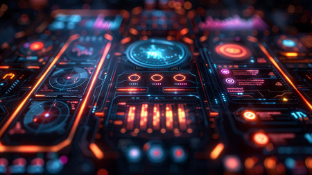 Futuristic virtual graphic touch user interface HUD. 3d renderingの素材