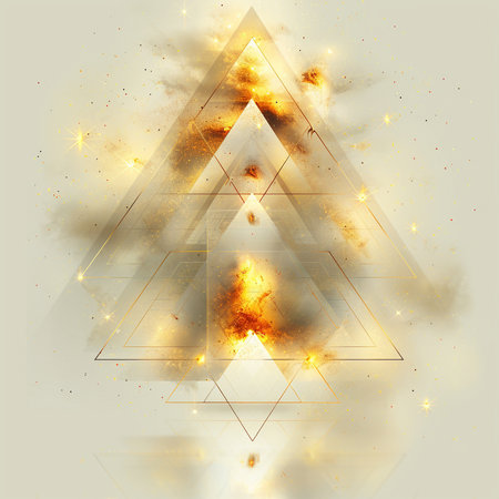 Abstract polygonal background with golden triangles. Vector illustration for your designの素材