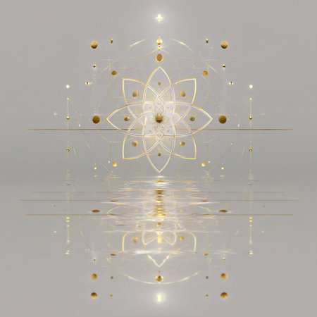 3D illustration of sacred geometry. Abstract fractal for creative designの素材