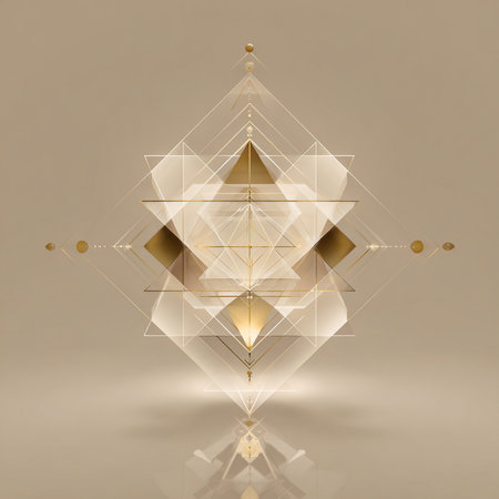 Abstract polygonal background with golden triangles. Vector illustration for your designの素材