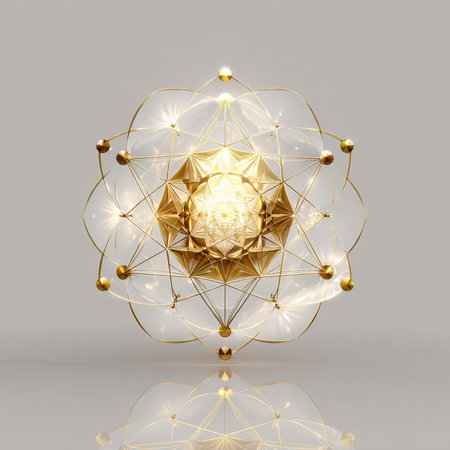 Abstract golden sphere on a gray background. 3d render illustration.の素材