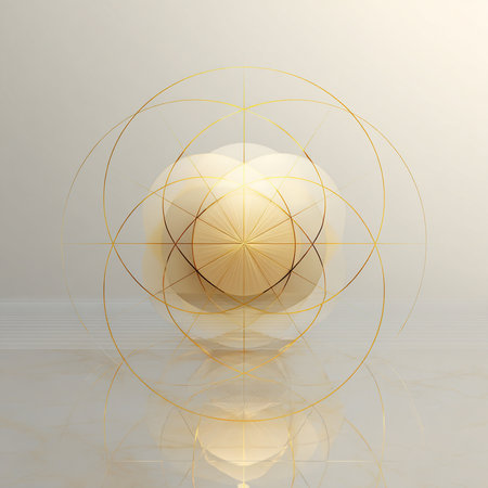 abstract 3d golden circle on a gray background with a reflectionの素材
