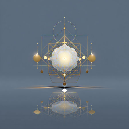 Sacred geometry. Geometric abstract background. 3d vector illustrationの素材