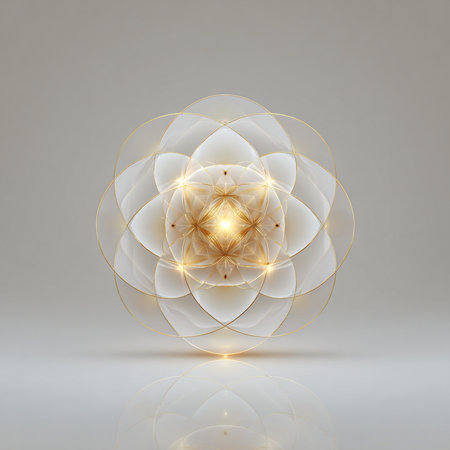 Sacred geometry symbol. Geometric circular element made in 3d softwareの素材