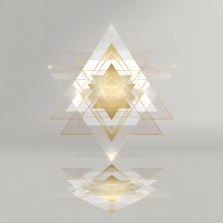 Abstract geometric background with golden triangles. Vector illustration for your design.の素材