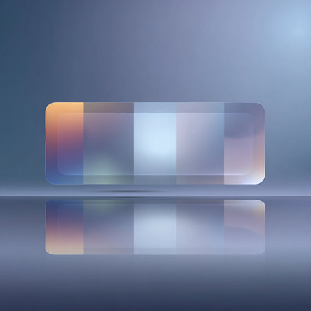 Transparent glass plate with reflection on blue background. Vector illustration.の素材