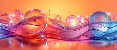Abstract background with water and bubbles. 3d rendering, 3d illustration.の素材