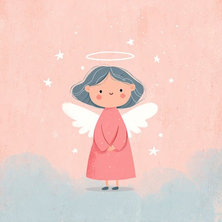 Cute angel with wings. Vector illustration in pastel colors.の素材