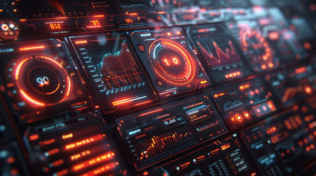 Futuristic interface with HUD elements. 3d rendering toned imageの素材