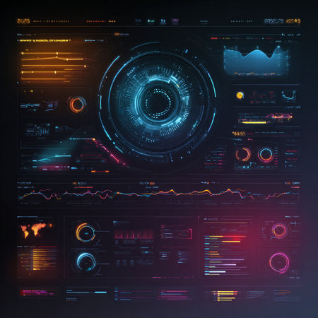 Futuristic virtual graphic touch user interface, HUD. For web, site, mobile applications isolated on black background, techno, online design, business, gui, ui. Vector illustration.の素材