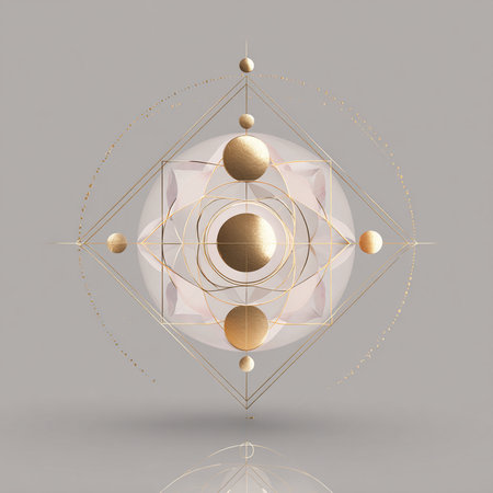 Sacred geometry. Geometric background. 3d rendering, 3d illustration.の素材