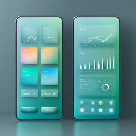 Mobile application interface. Smartphone screen mockup. Vector illustration.の素材