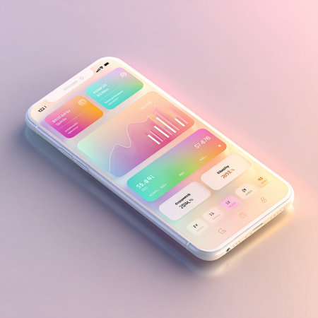 Isometric smartphone with colorful apps on the screen. 3d renderingの素材