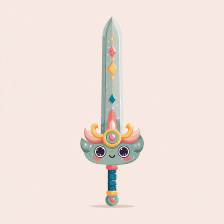 Illustration of a fantasy sword in cartoon style. Vector illustration.の素材
