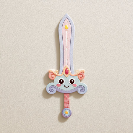 Kawaii sword on the white background. 3d illustration.の素材