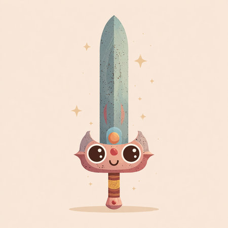 Kawaii kawaii samurai sword. Vector illustration in cartoon style.の素材