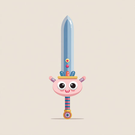 Cartoon kawaii sword. Vector illustration in a flat style.の素材