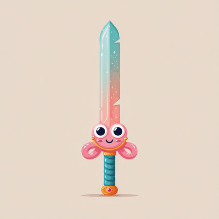 Cartoon kawaii sword on a light background. Vector illustrationの素材