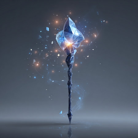 Abstract blue polygonal flower on a dark background. 3d renderingの素材