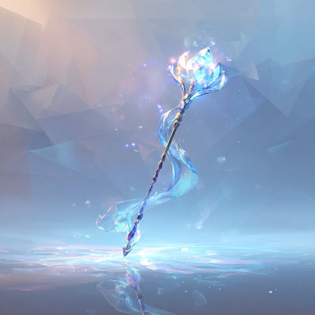 abstract blue background with a magic wand, 3d render illustrationの素材