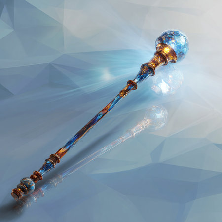 Magic wand on a blue background. 3d rendering, 3d illustration.の素材