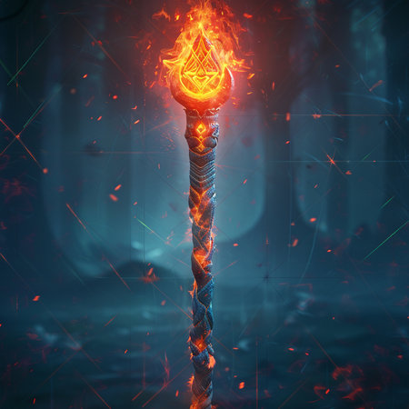 Torch in fire on a dark background. 3d rendering.の素材