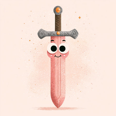 Cute cartoon kawaii kawaii sword. Vector illustration.の素材