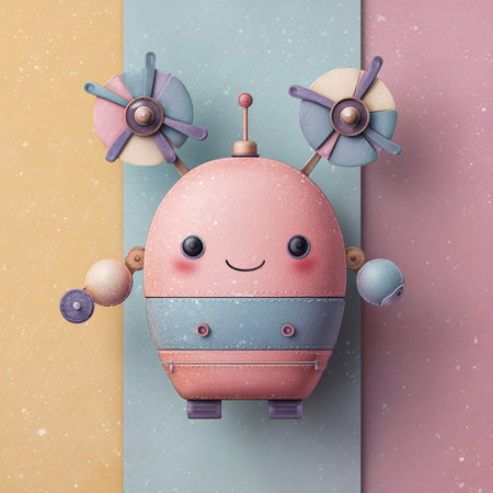 3d rendering of a cute robot on a pastel background.の素材
