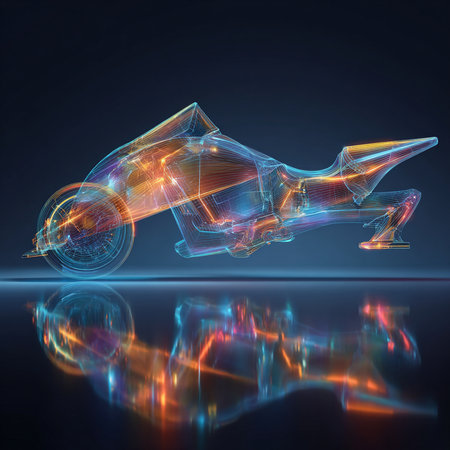 Motorcycle model with reflection on a dark background. 3d renderingの素材