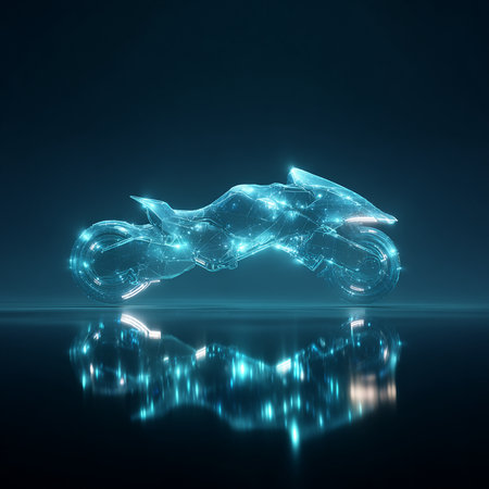 Futuristic motorcycle on a dark background. 3d rendering.の素材