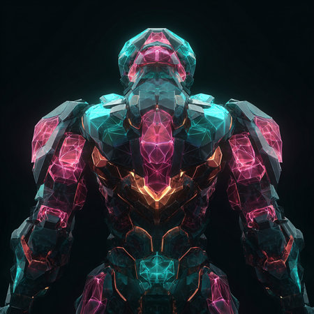 Cyborg. 3D rendering of a cyborg isolated on black background.の素材