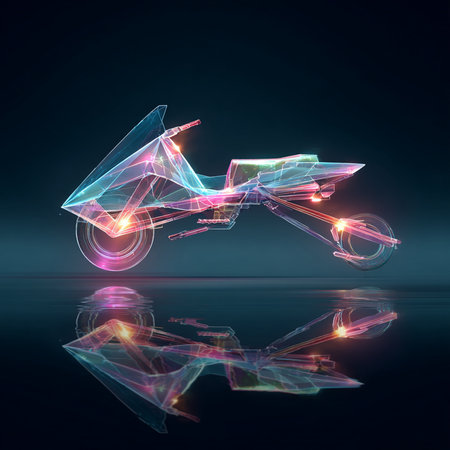 Abstract motorcycle on a black background. 3d rendering, 3d illustration.の素材