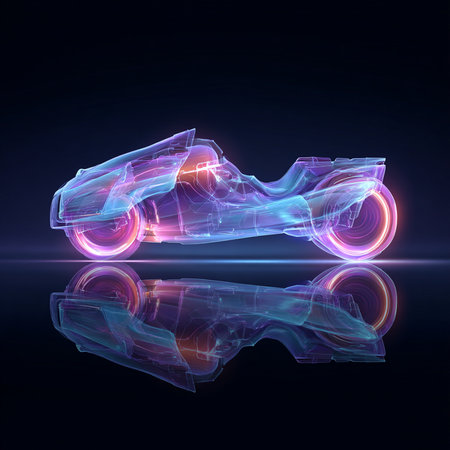 Banner car on a black background. 3D rendering. Neon lightの素材
