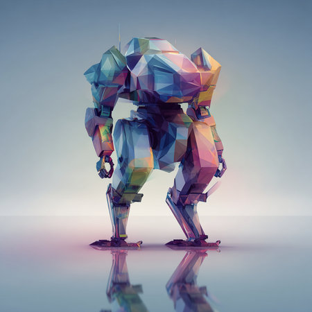 Polygonal robot on a light background. 3d illustration.の素材