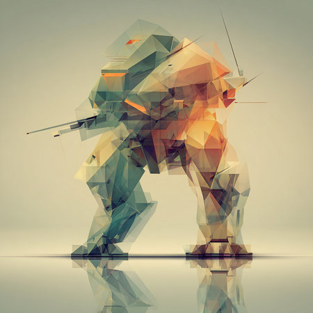 Abstract polygonal soldier on a gray background. 3d illustrationの素材