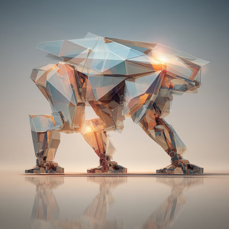 Abstract polygonal bear on a light background. 3d renderingの素材