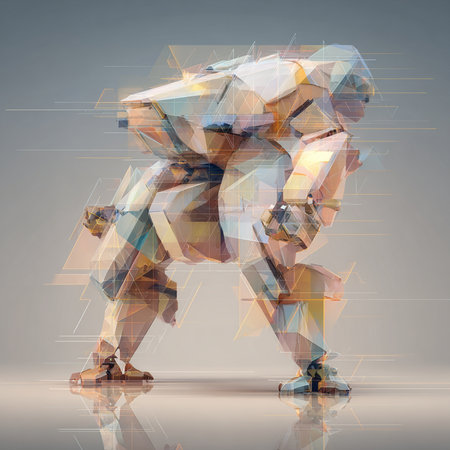 Abstract polygonal man on gray background. 3D rendering.の素材