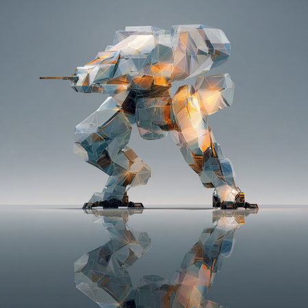 Abstract polygonal robot on a gray background. 3d illustrationの素材