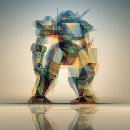 Abstract polygonal robot. Futuristic technology style. Vector illustration.の素材