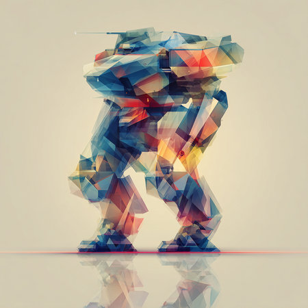 Soldier in a low poly style. Abstract polygonal illustration.の素材