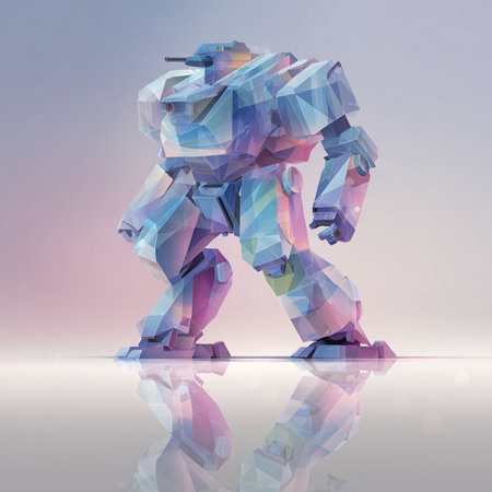 3D rendering of a robot in a low polygonal styleの素材