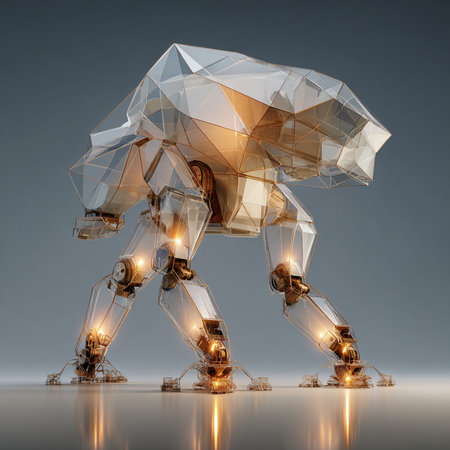3d rendering of a robot with light bulbs on a dark backgroundの素材