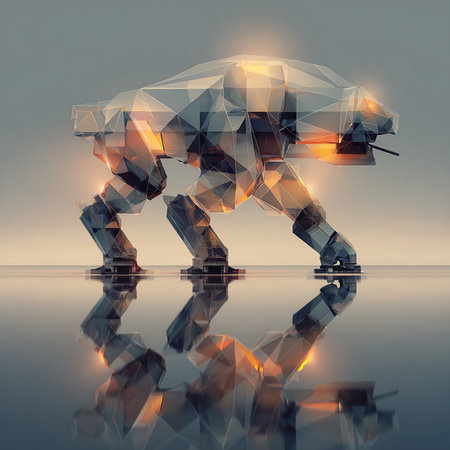 Abstract polygonal bear on a gray background. 3d renderingの素材