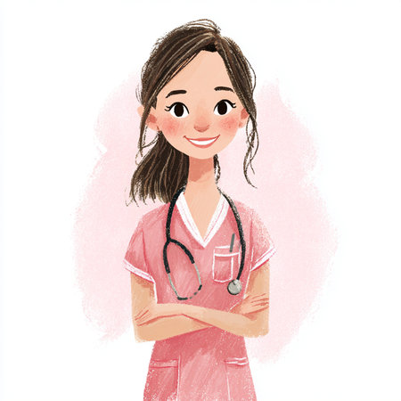 Portrait of a beautiful young female nurse with stethoscope.の素材