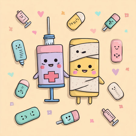 cute cartoon syringes, vector illustration, eps10の素材